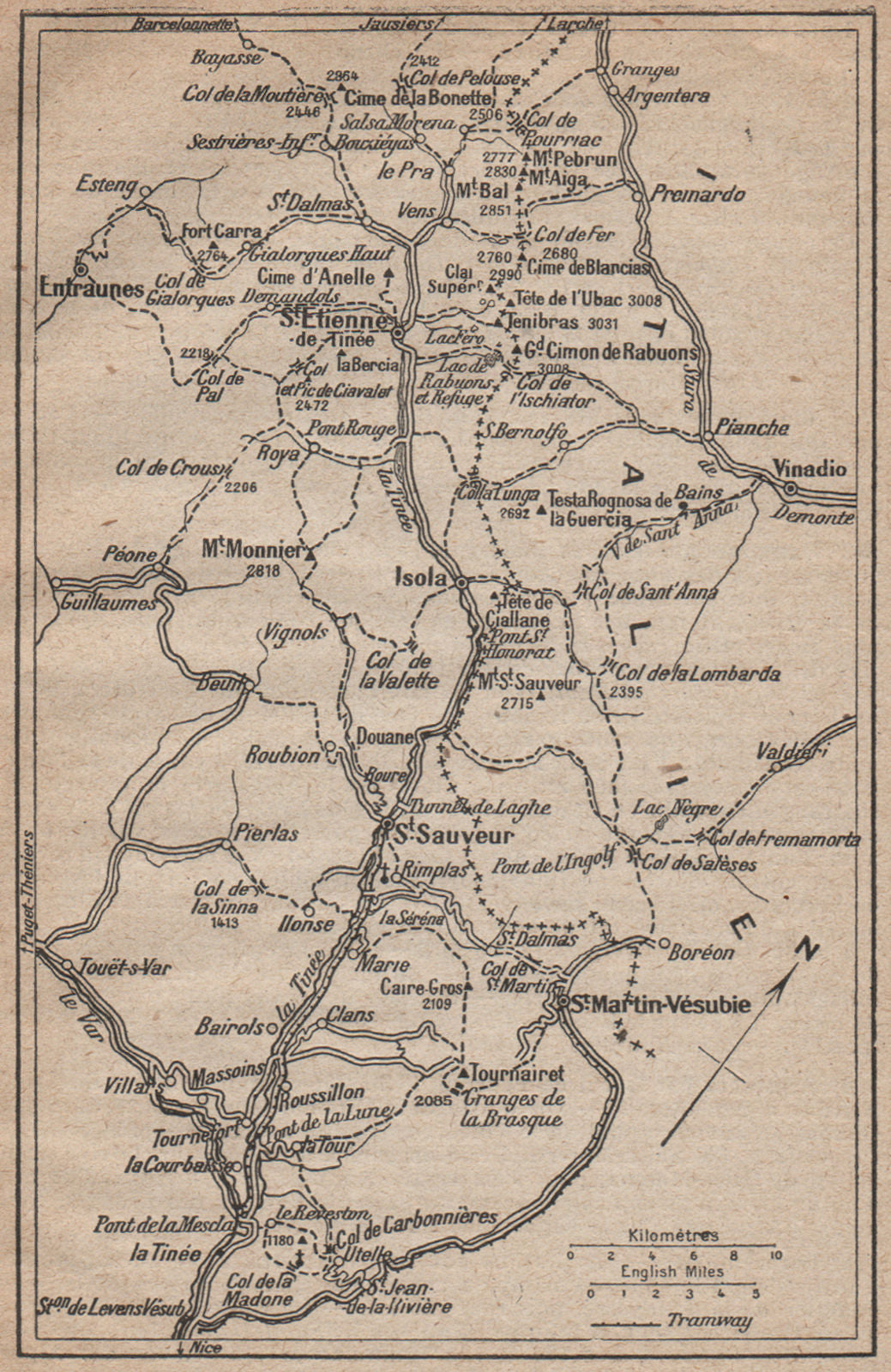 ISOLA. Alpes-Maritimes  1925 old vintage map plan chart
